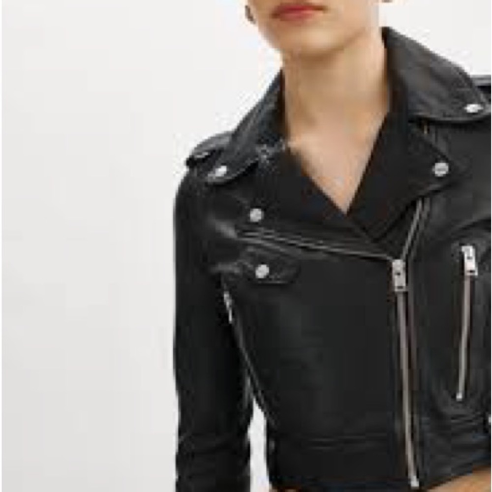 CIARA | LEATHER CROP BIKER JACKET Like New 🤩❤️ - Picture 3 of 10